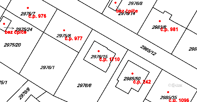 Hlučín 1710 na parcele st. 2976/15 v KÚ Hlučín, Katastrální mapa