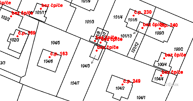 Holubov 49804758 na parcele st. 104/3 v KÚ Holubov, Katastrální mapa