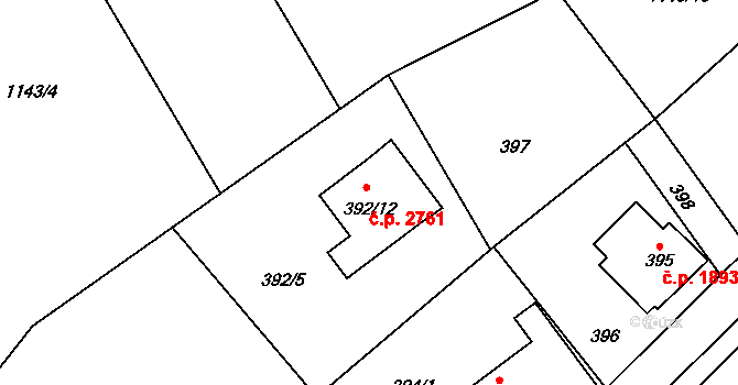 Rožnov pod Radhoštěm 2761 na parcele st. 392/12 v KÚ Tylovice, Katastrální mapa