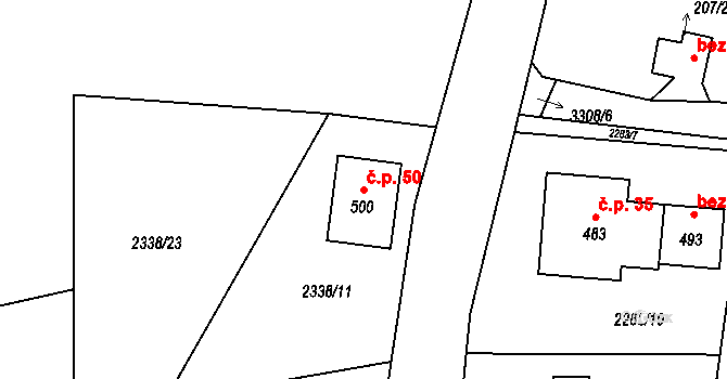 Zahorčice 50, Boršov nad Vltavou na parcele st. 500 v KÚ Zahorčice u Vrábče, Katastrální mapa