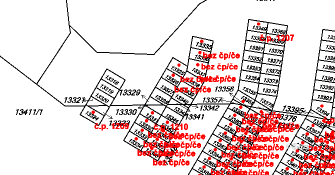 Lobzy 1210, Plzeň na parcele st. 13327 v KÚ Plzeň, Katastrální mapa