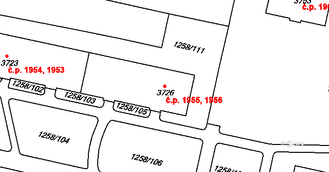 Budějovické Předměstí 1955,1956, Písek na parcele st. 3726 v KÚ Písek, Katastrální mapa