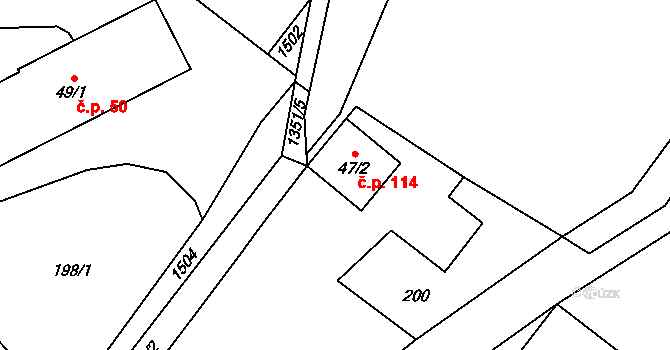 Třemešek 114, Oskava na parcele st. 47/2 v KÚ Třemešek, Katastrální mapa