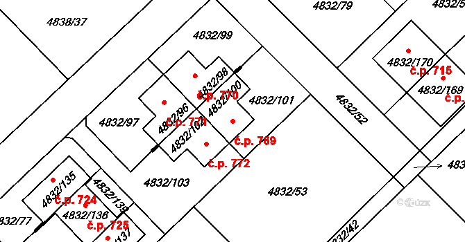 Sviadnov 769 na parcele st. 4832/100 v KÚ Sviadnov, Katastrální mapa