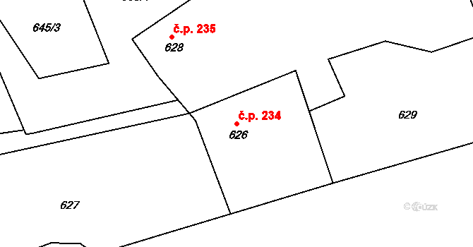 Loučky 234, Odry na parcele st. 626 v KÚ Loučky nad Odrou, Katastrální mapa