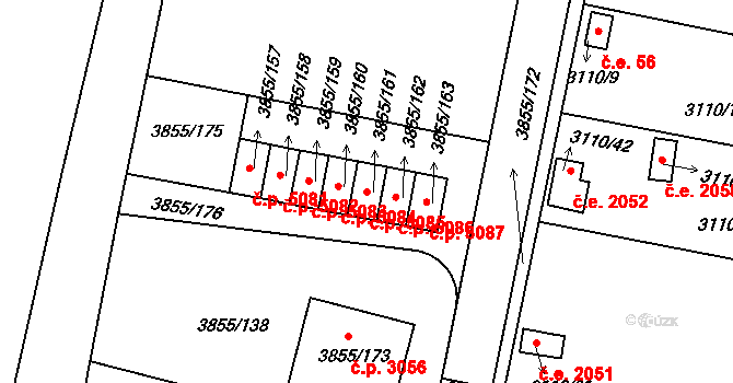 Louny 5085 na parcele st. 3855/161 v KÚ Louny, Katastrální mapa