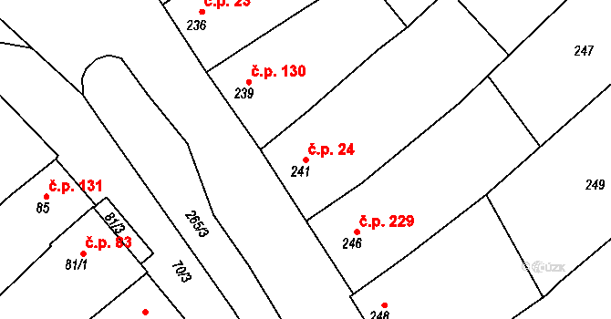 Šitbořice 24 na parcele st. 241 v KÚ Šitbořice, Katastrální mapa