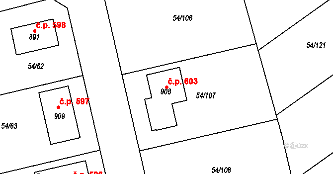 Litol 603, Lysá nad Labem na parcele st. 908 v KÚ Litol, Katastrální mapa