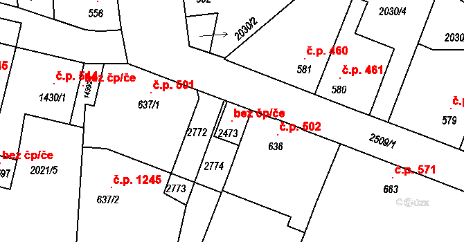 Pacov 109121759 na parcele st. 2473 v KÚ Pacov, Katastrální mapa