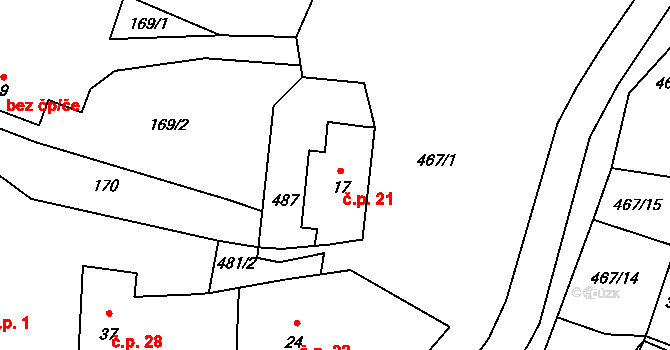 Makolusky 21, Zbizuby na parcele st. 17 v KÚ Makolusky, Katastrální mapa