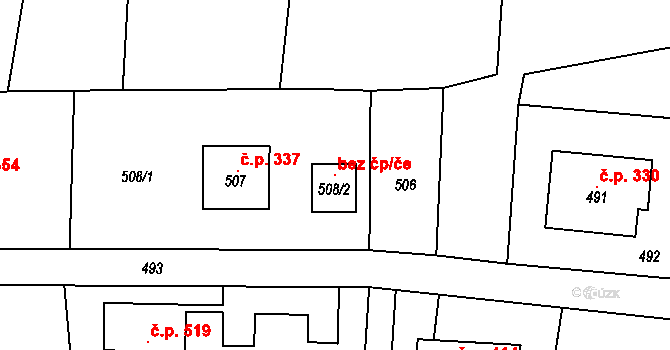 Zádveřice-Raková 115346759 na parcele st. 508/2 v KÚ Zádveřice, Katastrální mapa