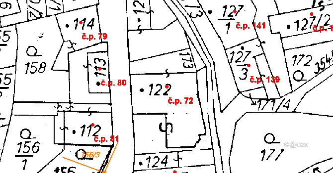 Cvikov I 72, Cvikov na parcele st. 122 v KÚ Cvikov, Katastrální mapa