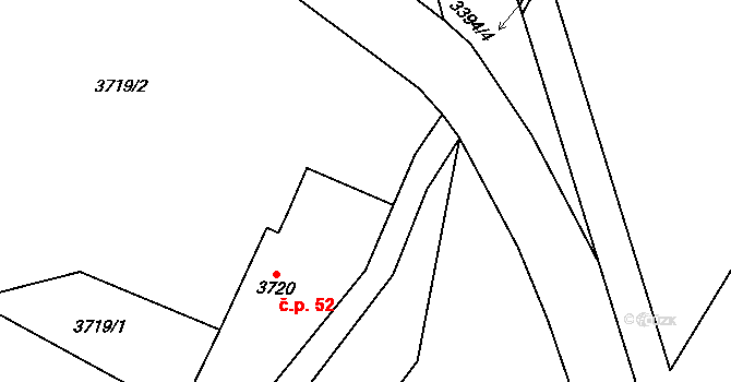 Podmoklice 52, Semily na parcele st. 3720 v KÚ Semily, Katastrální mapa