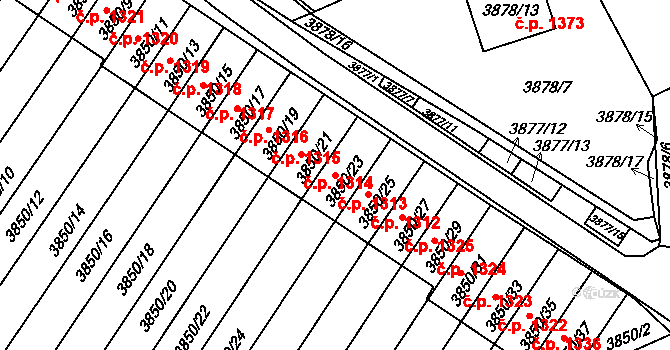 Střekov 1313, Ústí nad Labem na parcele st. 3850/23 v KÚ Střekov, Katastrální mapa