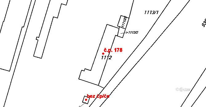 Zábrdovice 178, Brno na parcele st. 1112 v KÚ Zábrdovice, Katastrální mapa