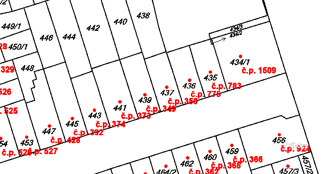 Řečkovice 350, Brno na parcele st. 437 v KÚ Řečkovice, Katastrální mapa