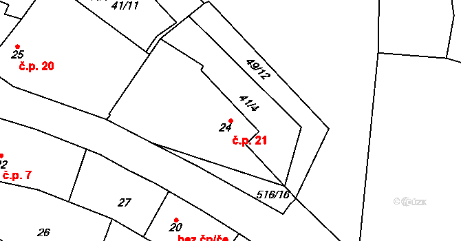Štítov 21, Blovice na parcele st. 24 v KÚ Štítov u Blovic, Katastrální mapa