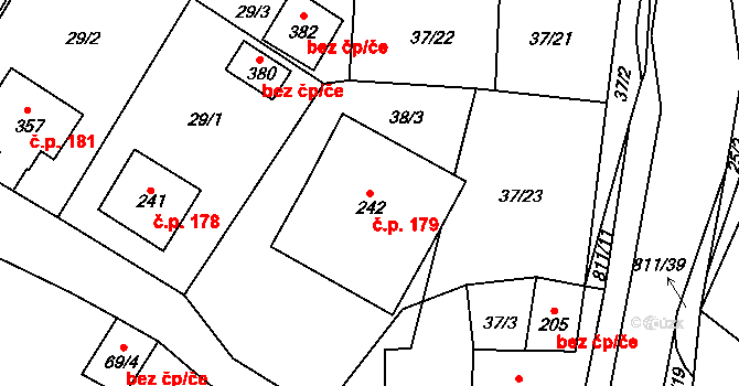 Luby 179, Klatovy na parcele st. 242 v KÚ Luby, Katastrální mapa