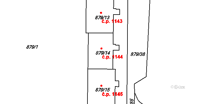 Krč 1144, Praha na parcele st. 879/14 v KÚ Krč, Katastrální mapa