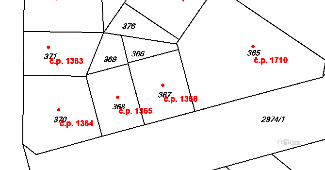Nusle 1366, Praha na parcele st. 367 v KÚ Nusle, Katastrální mapa