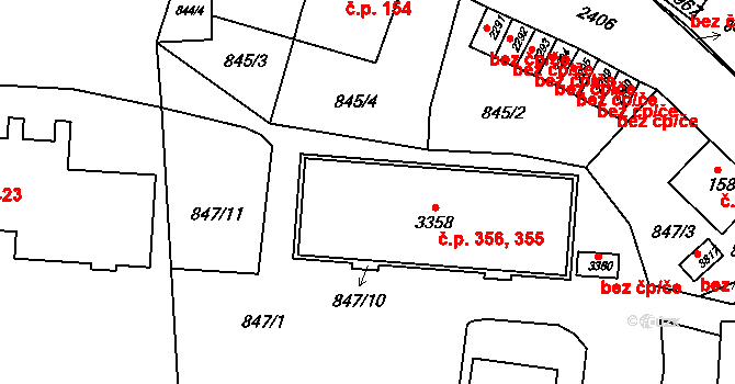 Kryblice 355,356, Trutnov na parcele st. 3358 v KÚ Trutnov, Katastrální mapa