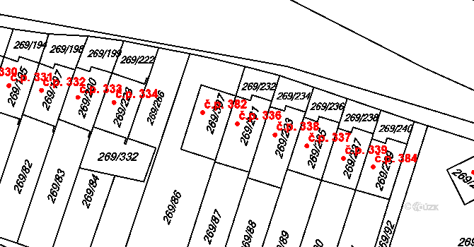 Pražské Předměstí 336, Bílina na parcele st. 269/231 v KÚ Bílina, Katastrální mapa