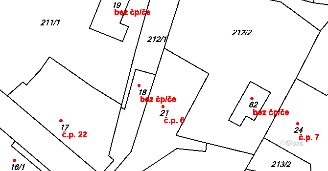 Radoškov 6, Přibyslavice na parcele st. 21 v KÚ Radoškov, Katastrální mapa