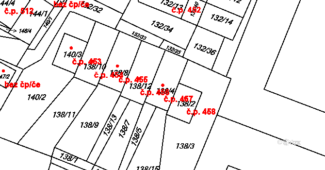 Křimice 457, Plzeň na parcele st. 138/4 v KÚ Křimice, Katastrální mapa