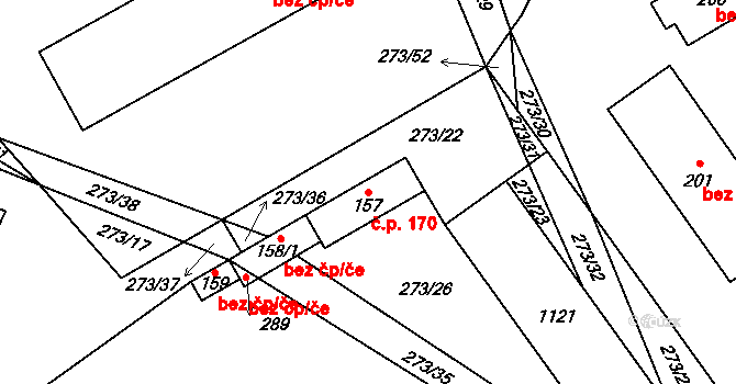 Dlouhá Ves 170, Rychnov nad Kněžnou na parcele st. 157 v KÚ Dlouhá Ves u Rychnova nad Kněžnou, Katastrální mapa