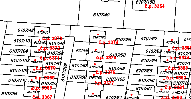 Frýdek 3375, Frýdek-Místek na parcele st. 6107/167 v KÚ Frýdek, Katastrální mapa