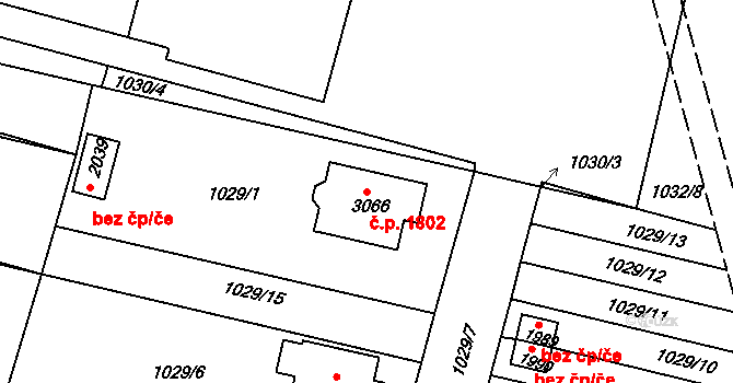 Nový Bydžov 1802 na parcele st. 3066 v KÚ Nový Bydžov, Katastrální mapa