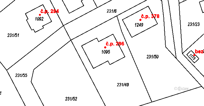 Svojetice 296 na parcele st. 1095 v KÚ Svojetice, Katastrální mapa