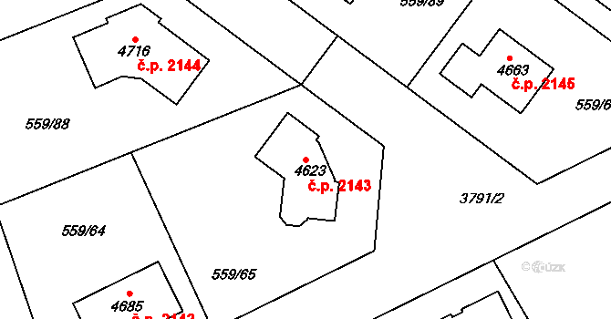 Česká Třebová 2143 na parcele st. 4623 v KÚ Česká Třebová, Katastrální mapa