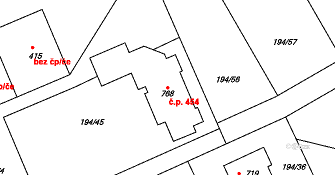 Černčice 454 na parcele st. 768 v KÚ Černčice u Loun, Katastrální mapa