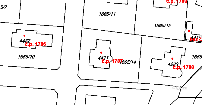 Čelákovice 1787 na parcele st. 4411 v KÚ Čelákovice, Katastrální mapa