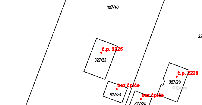 České Budějovice 2 2225, České Budějovice na parcele st. 327/23 v KÚ Haklovy Dvory, Katastrální mapa