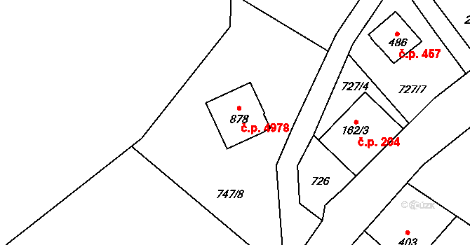 Kokonín 4978, Jablonec nad Nisou na parcele st. 878 v KÚ Kokonín, Katastrální mapa