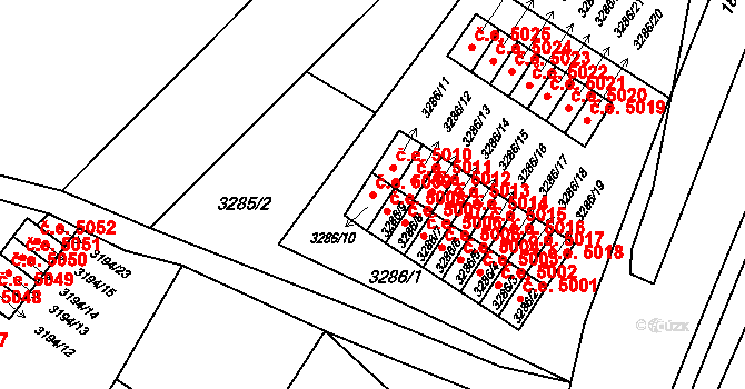 Kadaň 5009 na parcele st. 3286/10 v KÚ Kadaň, Katastrální mapa