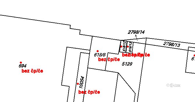 Pardubice 40415759 na parcele st. 618/8 v KÚ Pardubice, Katastrální mapa