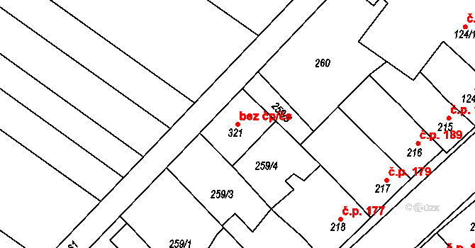 Senice na Hané 40890759 na parcele st. 321 v KÚ Senice na Hané, Katastrální mapa