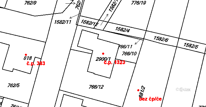 Litovel 1323 na parcele st. 2900/1 v KÚ Litovel, Katastrální mapa