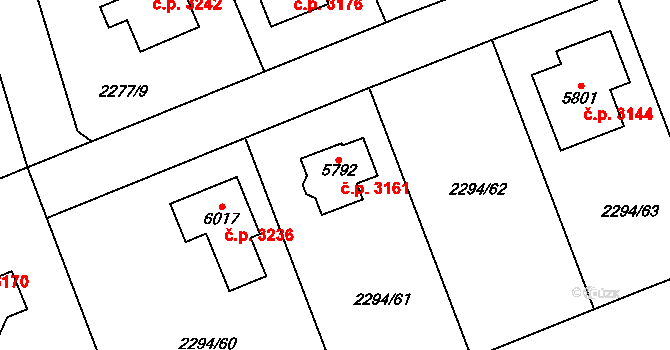 Dvůr Králové nad Labem 3161 na parcele st. 5792 v KÚ Dvůr Králové nad Labem, Katastrální mapa