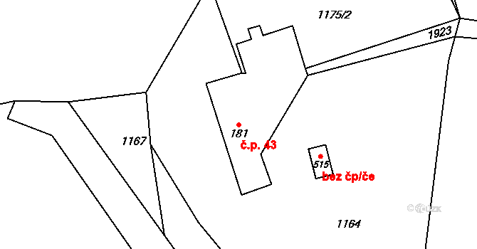 Dolní Libchavy 43, Libchavy na parcele st. 181 v KÚ Dolní Libchavy, Katastrální mapa