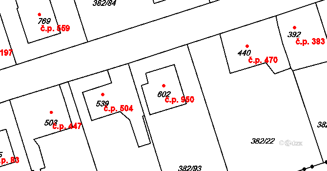 Rudná 950 na parcele st. 602 v KÚ Dušníky u Rudné, Katastrální mapa