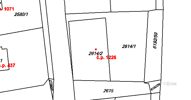 Černošice 1226 na parcele st. 2614/2 v KÚ Černošice, Katastrální mapa