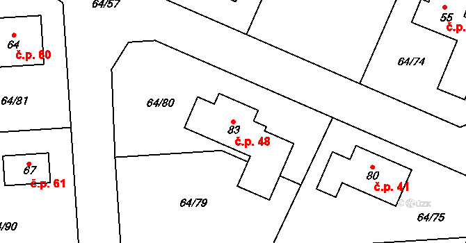 Pohránov 48, Srch na parcele st. 83 v KÚ Pohránov, Katastrální mapa