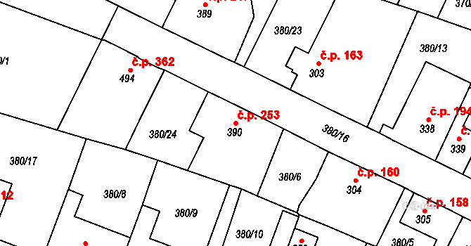 Doudleby nad Orlicí 253 na parcele st. 390 v KÚ Doudleby nad Orlicí, Katastrální mapa