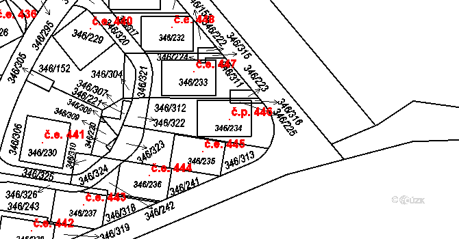 Milná 446, Frymburk na parcele st. 346/234 v KÚ Frymburk, Katastrální mapa