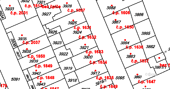 Přerov I-Město 1633, Přerov na parcele st. 3921 v KÚ Přerov, Katastrální mapa
