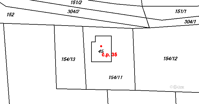 Zdeslavice 35, Chlístovice na parcele st. 45 v KÚ Zdeslavice u Chlístovic, Katastrální mapa